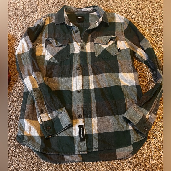 Vans Boys Sz L Youth Plaid Top - Picture 1 of 2